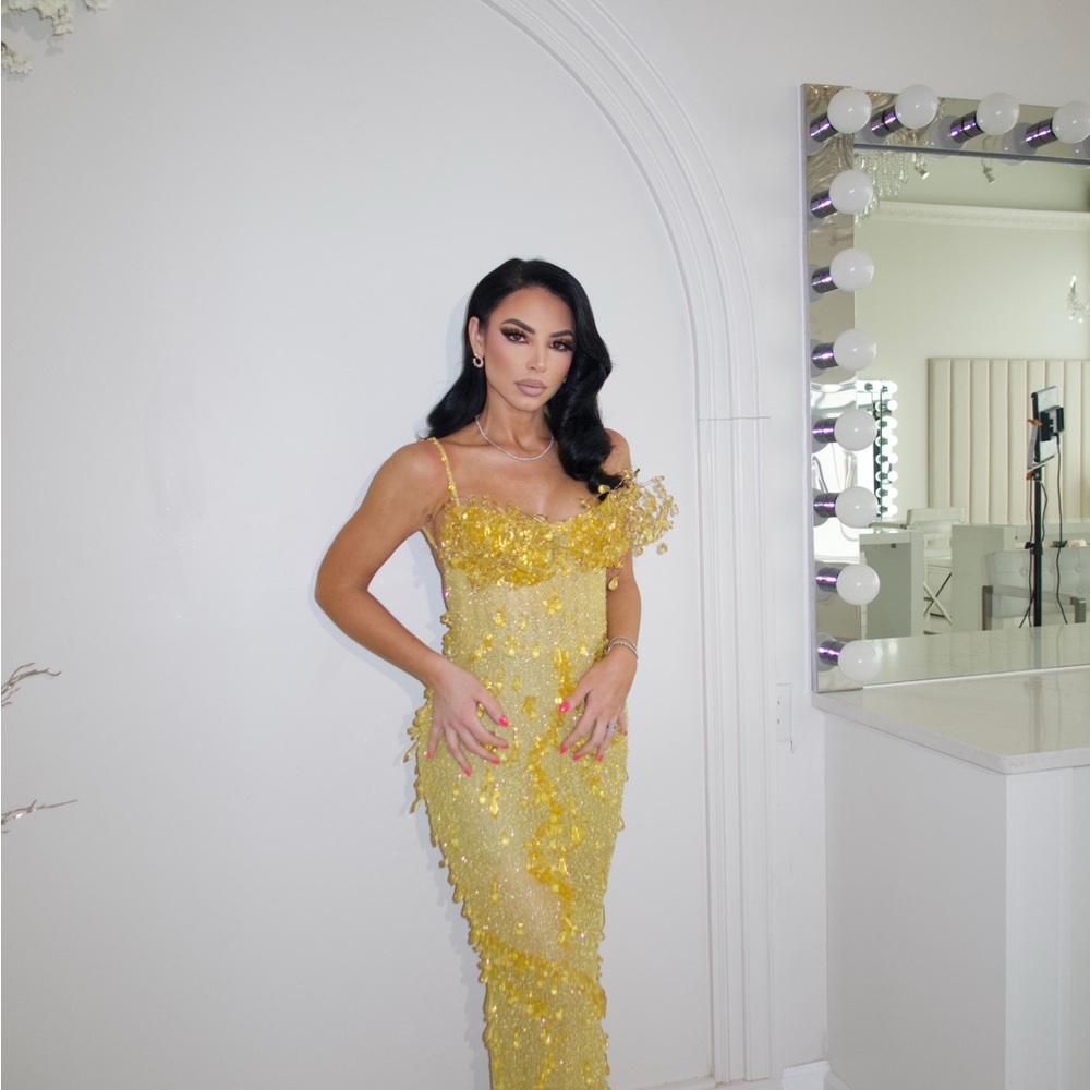 Glamorous Yellow Sequin Maxi Dress